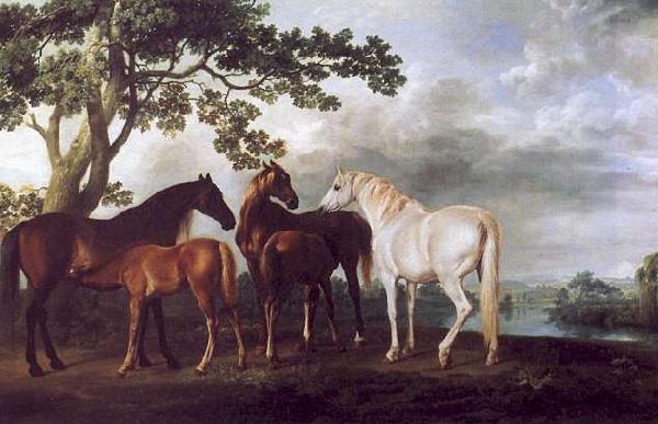 George Stubbs Mares and Foals in a Landscape oil painting picture